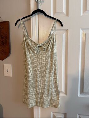 American Eagle Outfitters Light Sage Green Floral Mini Dress